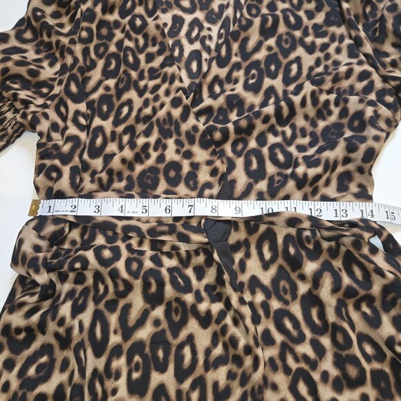 FRANCESCA’S Blue Rain Leopard Print Short Sleeved Wrap Dress Medium 888010 New N - Picture 6 of 10